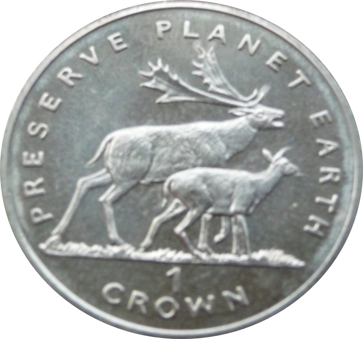 Isle of Man 1 Crown - Elizabeth II Fallow Deer reverse