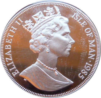 Isle of Man 1 Crown - Elizabeth II Queen Mother as a young girl; Silver obverse