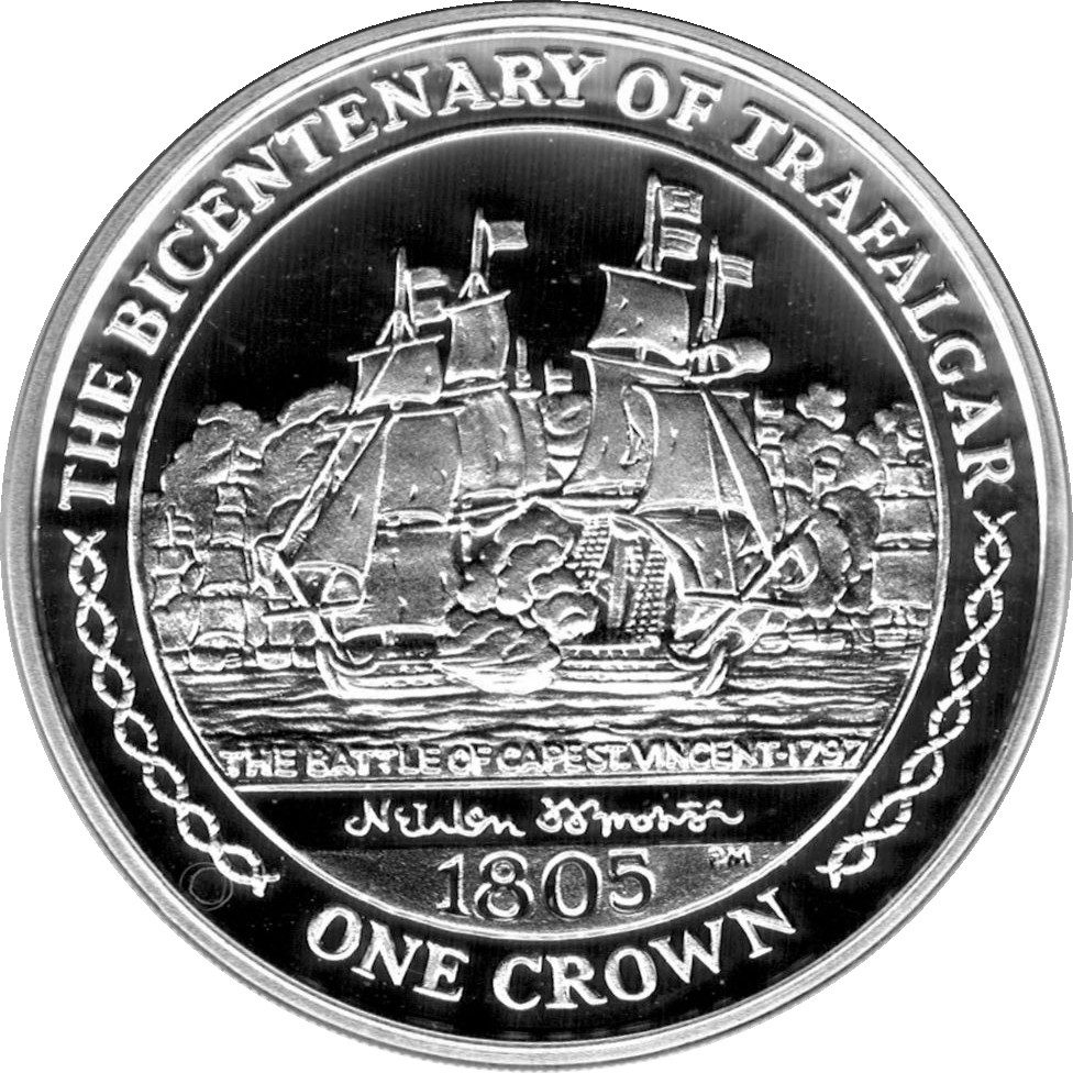 Isle of Man 1 Crown - Elizabeth II The Battle of Cape St. Vincent reverse