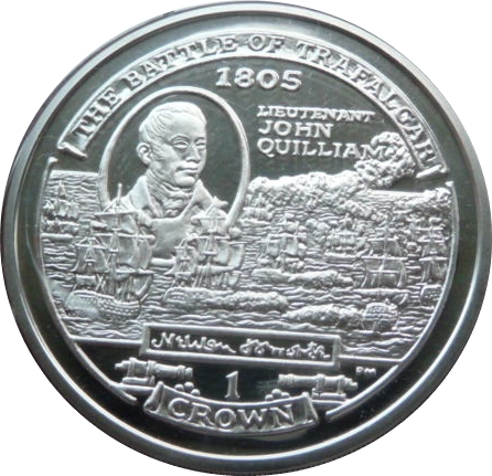 Isle of Man 1 Crown - Elizabeth II Lieutenant John Quilliam; Silver Proof reverse