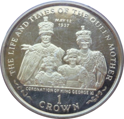 Isle of Man 1 Crown - Elizabeth II Queen Mother - Coronation of King George VI reverse