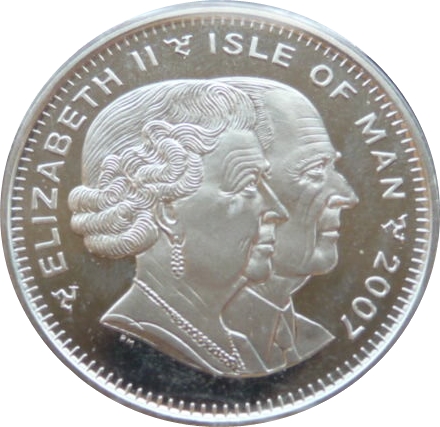 Isle of Man 1 Crown - Elizabeth II Diamond Wedding - Family Portrait obverse
