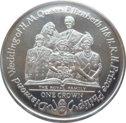 Isle of Man 1 Crown - Elizabeth II Diamond Wedding - Family Portrait