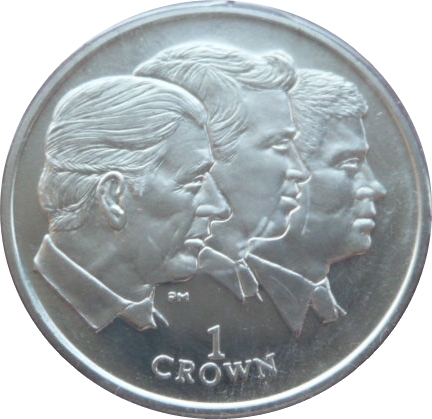 Isle of Man 1 Crown - Elizabeth II Prince Charles and Sons reverse