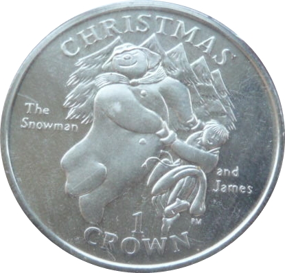 Isle of Man 1 Crown - Elizabeth II James and the Snowman reverse