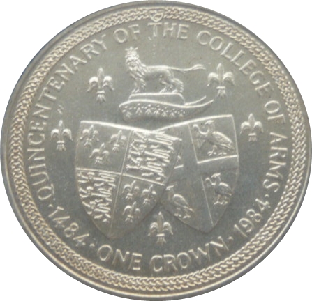Isle of Man 1 Crown - Elizabeth II College of Arms; Earl of Derby reverse