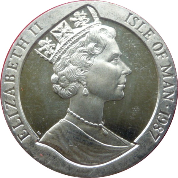 Isle of Man 1 Crown - Elizabeth II America's Cup Challenge obverse