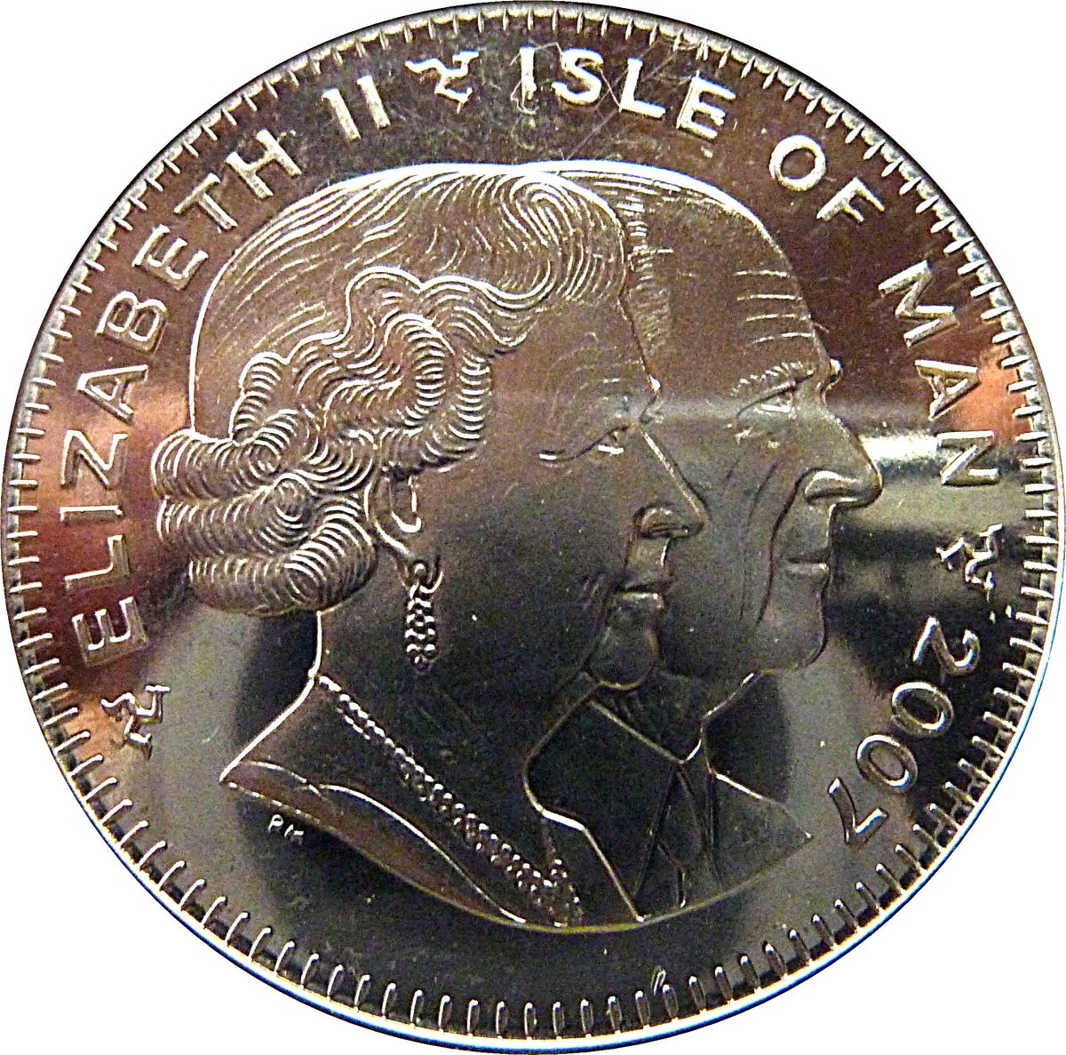 Isle of Man 1 Crown - Elizabeth II Diamond Wedding - Bouquet obverse