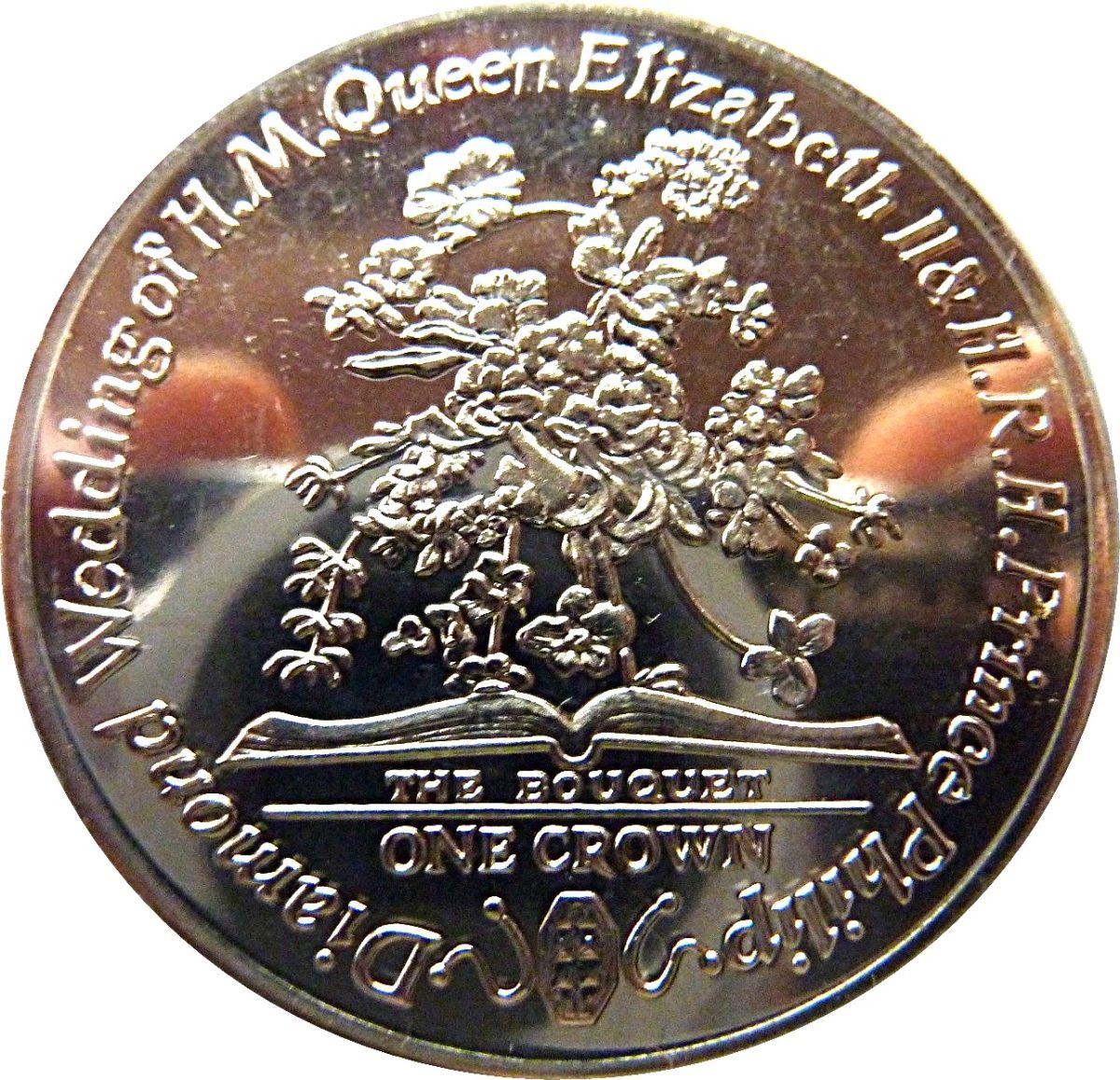 Isle of Man 1 Crown - Elizabeth II Diamond Wedding - Bouquet
