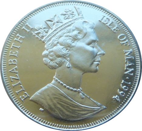 Isle of Man 1 Crown - Elizabeth II D-Day - Troop Ship obverse