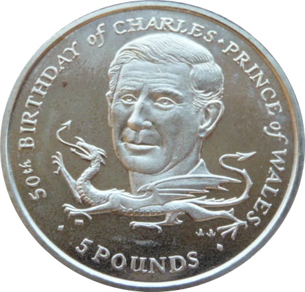 Isle of Man 5 Pounds - Elizabeth II Prince Charles