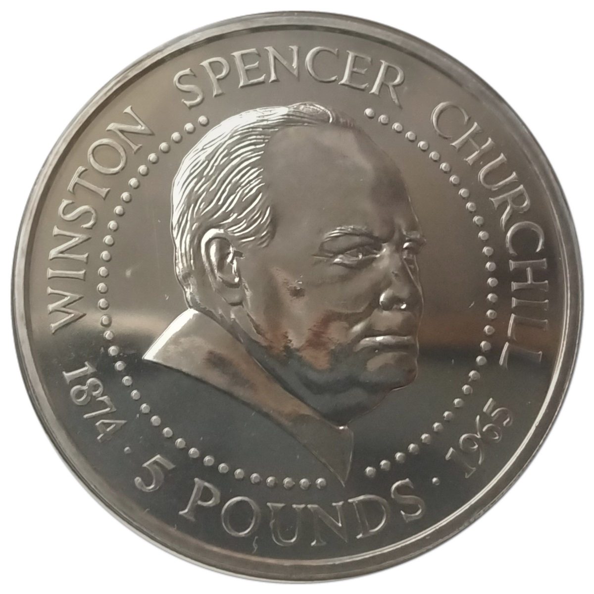 Guernsey 5 Pounds - Elizabeth II Sir Winston Churchill reverse