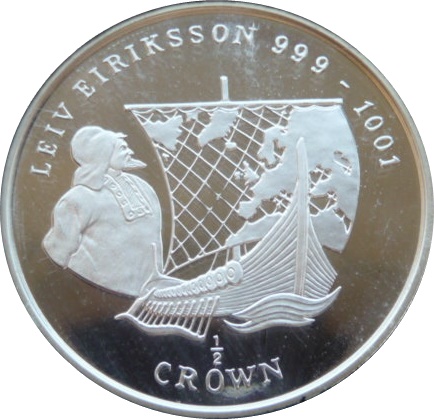 Isle of Man ½ Crown - Elizabeth II Leiv Eiriksson