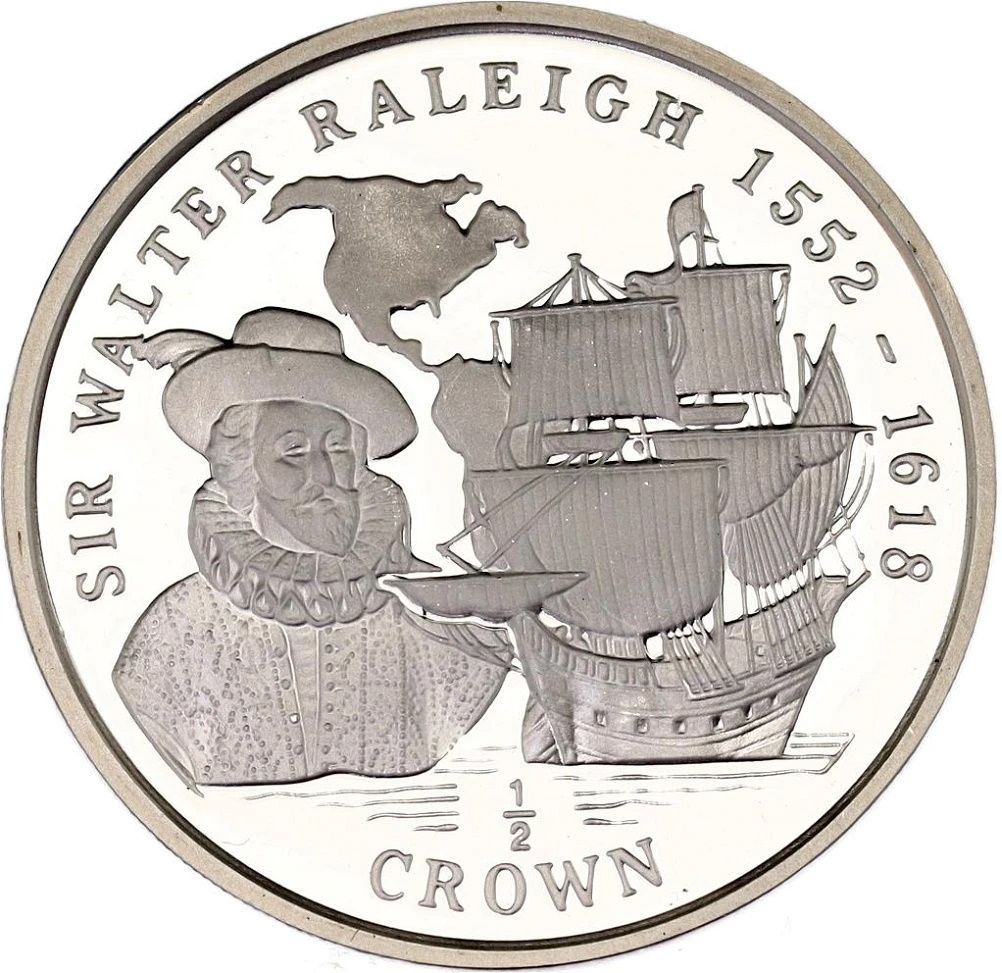 Isle of Man ½ Crown - Elizabeth II Sir Walter Raleigh