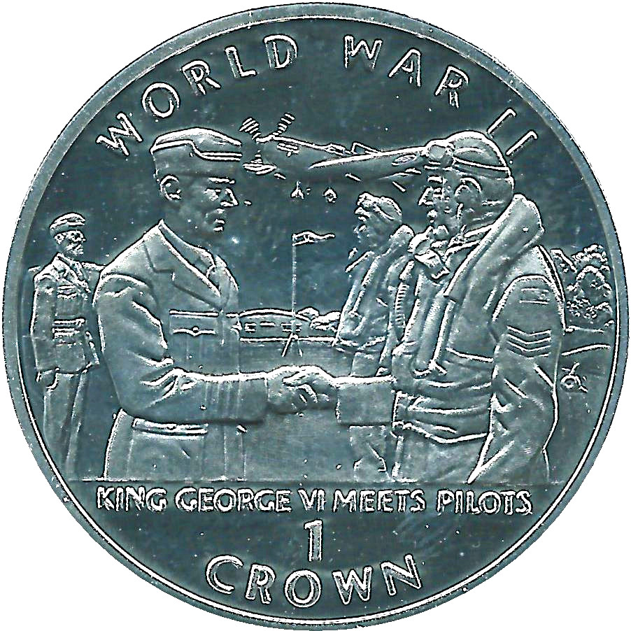 Gibraltar 1 Crown - Elizabeth II King George VI and pilots; Silver Proof reverse