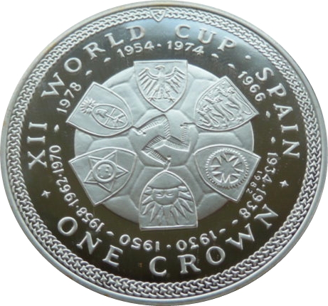 Isle of Man 1 Crown - Elizabeth II World Cup - Spain reverse