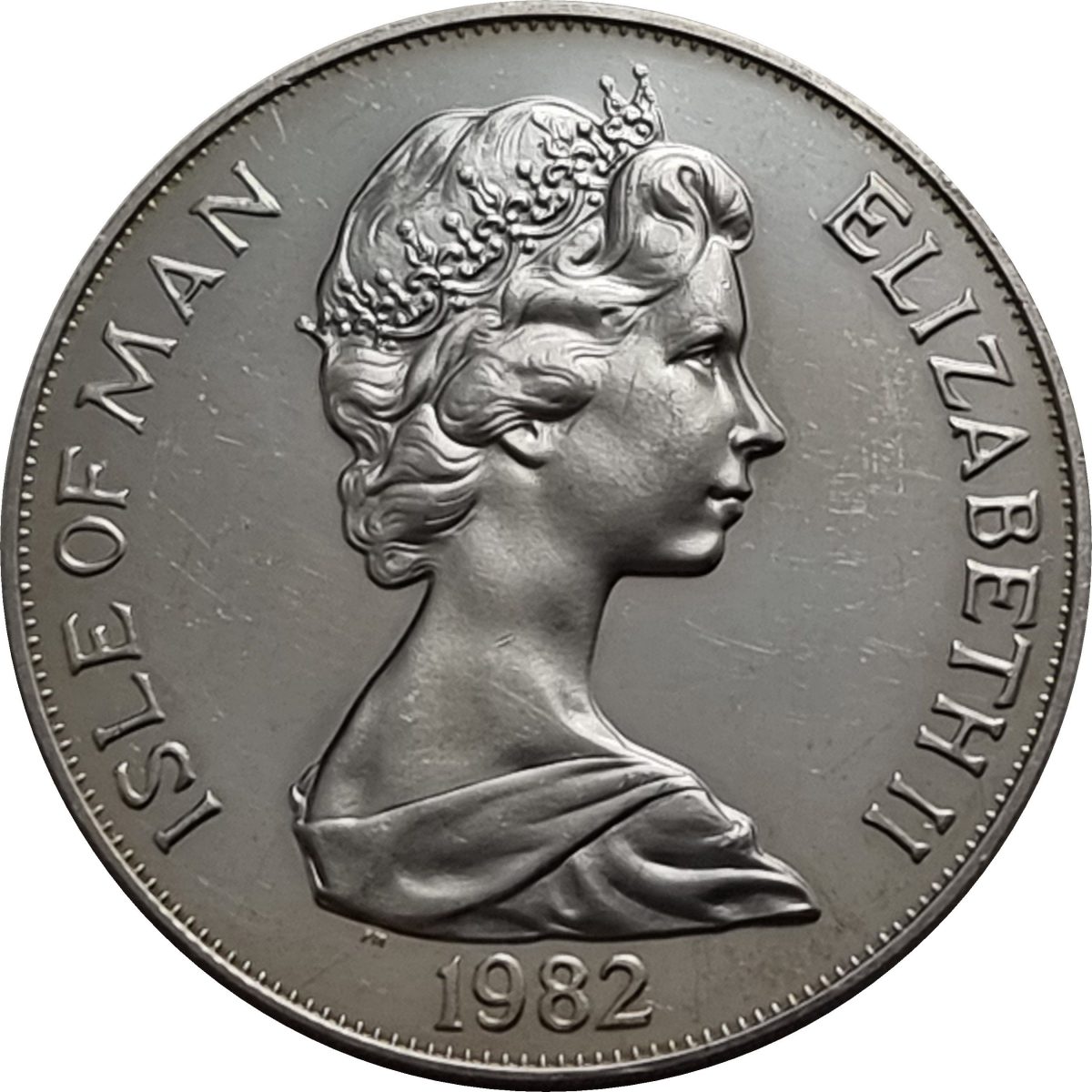 Isle of Man 1 Crown - Elizabeth II World Cup in Spain - Trophy; Silver obverse