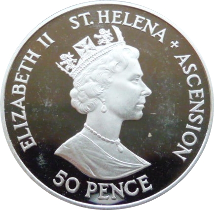 Saint Helena and Ascension 50 Pence - Elizabeth II Royal Wedding; Silver Proof Issue obverse