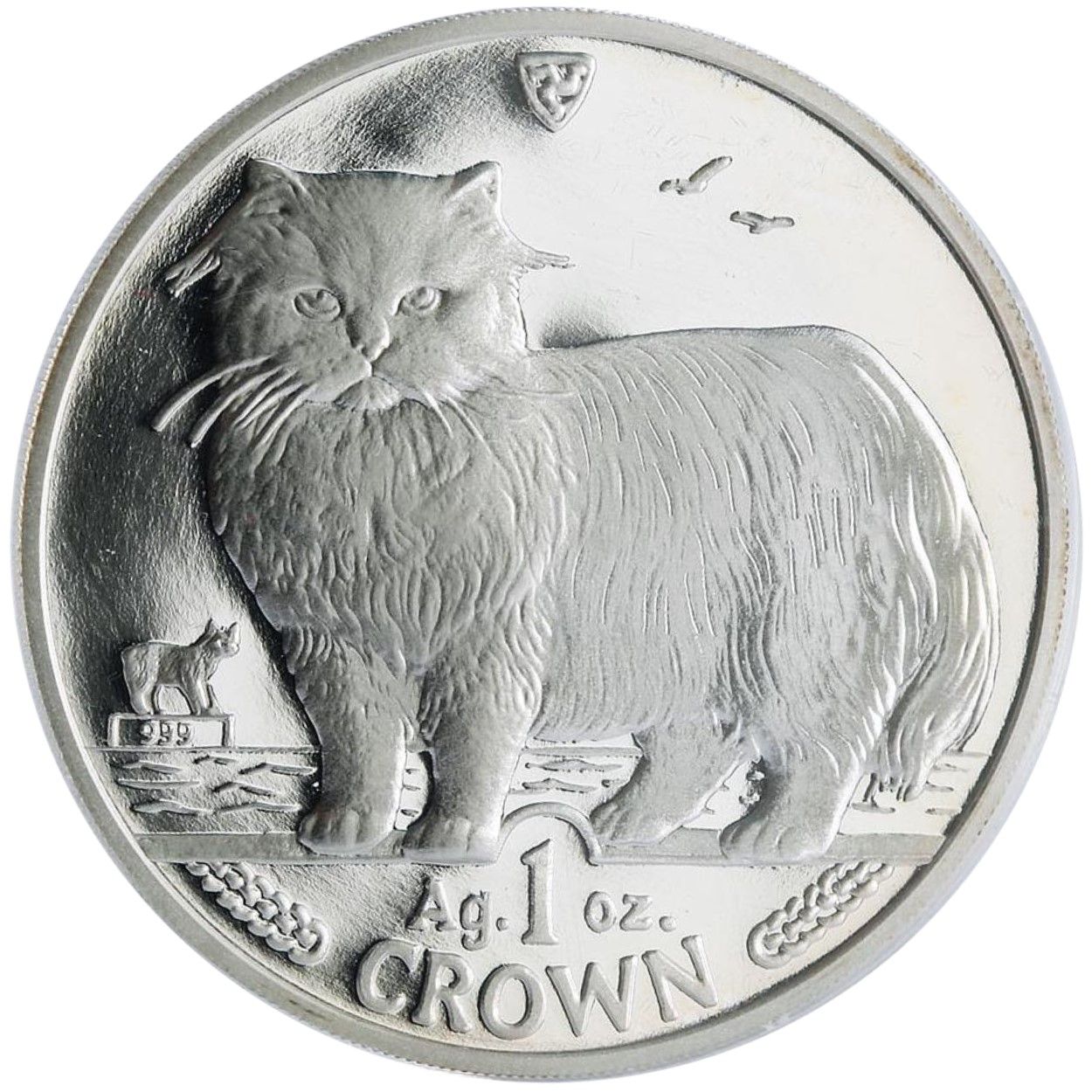 Isle of Man 1 Crown - Elizabeth II Persian Cat; Silver reverse