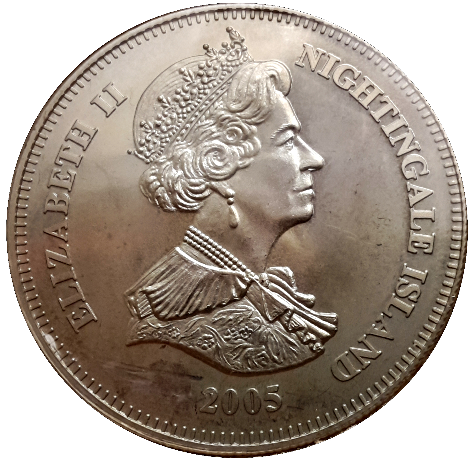 Nightingale Island 1 Crown - Elizabeth II VE Day obverse
