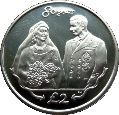 South Georgia and the South Sandwich Islands 2 Pounds - Elizabeth II Wedding of Elizabeth and Philip reverse