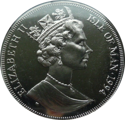 Isle of Man 1 Crown - Elizabeth II D-Day - Montgomery obverse