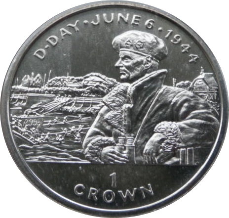 Isle of Man 1 Crown - Elizabeth II D-Day - Montgomery reverse