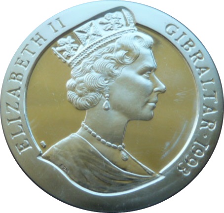 Gibraltar 1 Crown - Elizabeth II H.M.S. Warspite; Silver Proof obverse