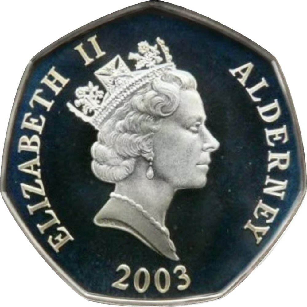 Alderney 50 Pence - Elizabeth II Coronation Jubilee obverse