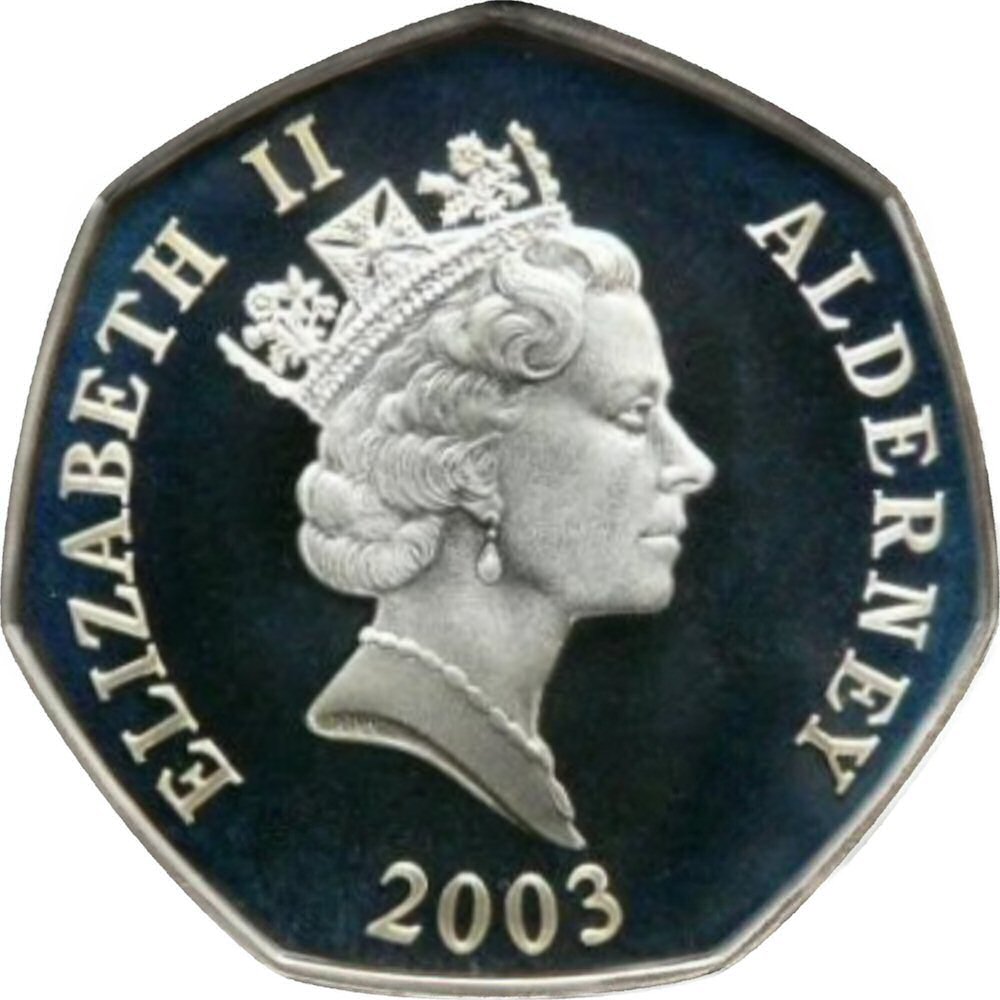 Alderney 50 Pence - Elizabeth II Coronation Jubilee obverse