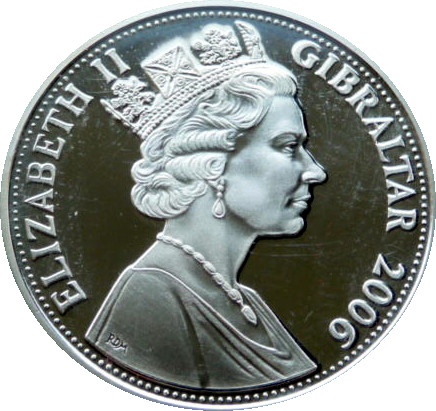 Gibraltar 5 Pounds - Elizabeth II 80 Glorious Years - Coronation obverse