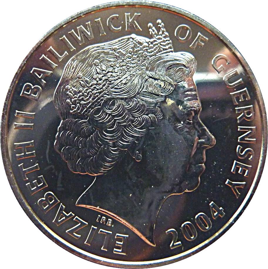 Guernsey 5 Pound - Elizabeth II Mallard speed record obverse