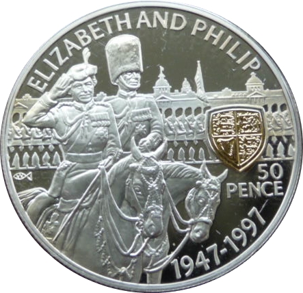 Saint Helena 50 Pence - Elizabeth II Golden Wedding; Silver Proof Issue reverse