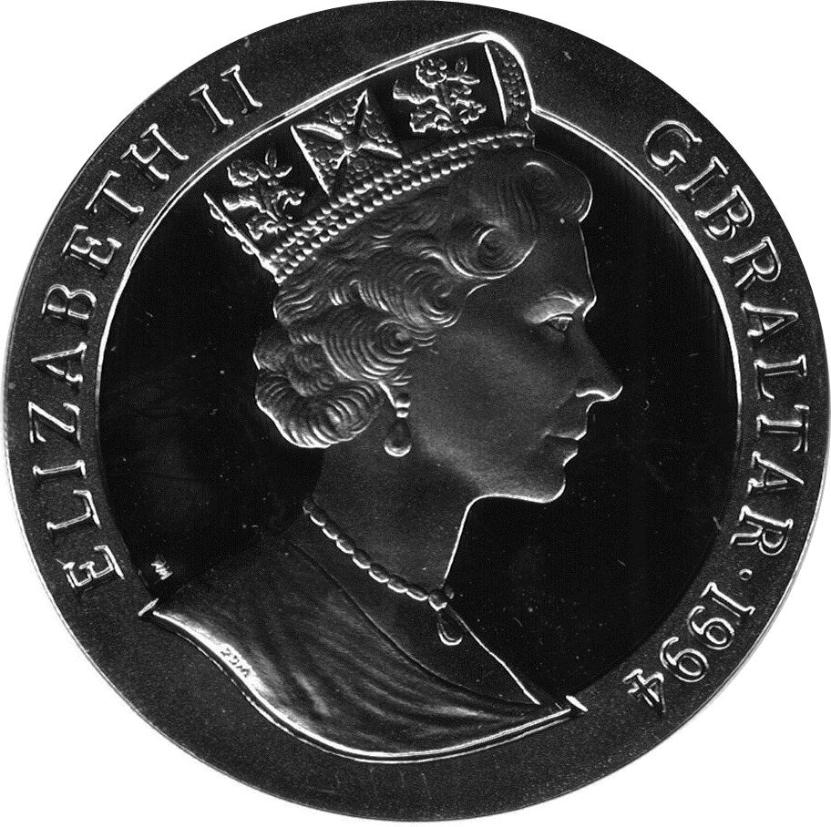 Gibraltar 21 ECUs - Elizabeth II Europa on a Bull obverse