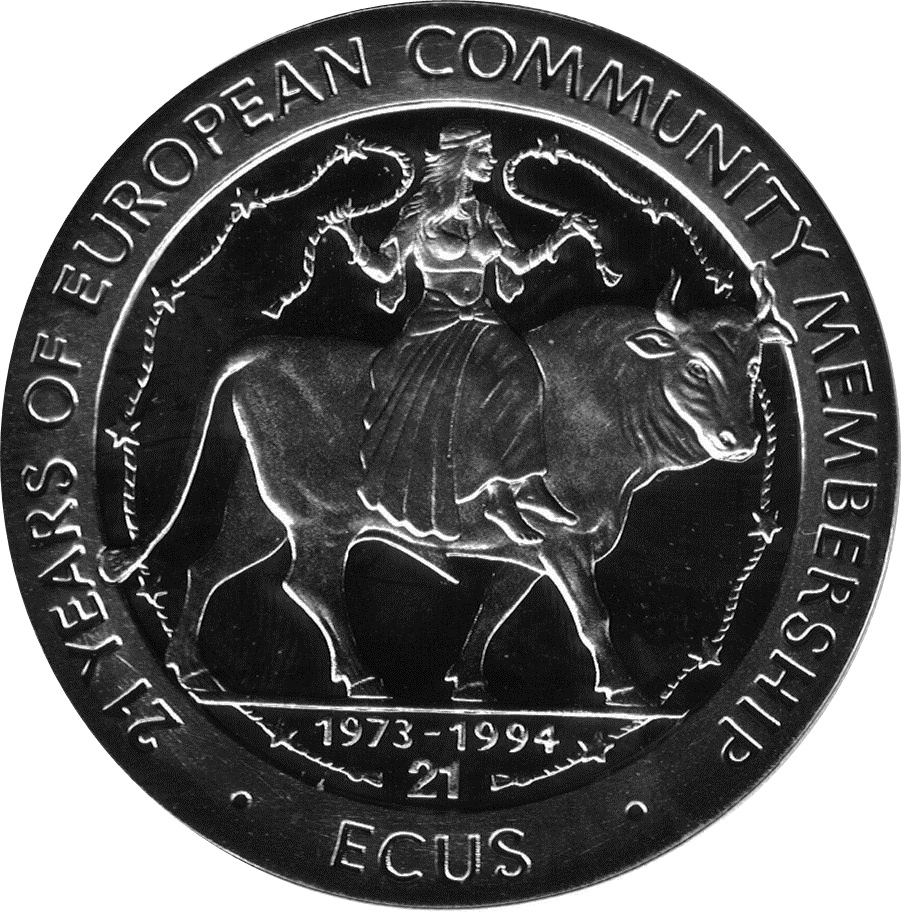 Gibraltar 21 ECUs - Elizabeth II Europa on a Bull