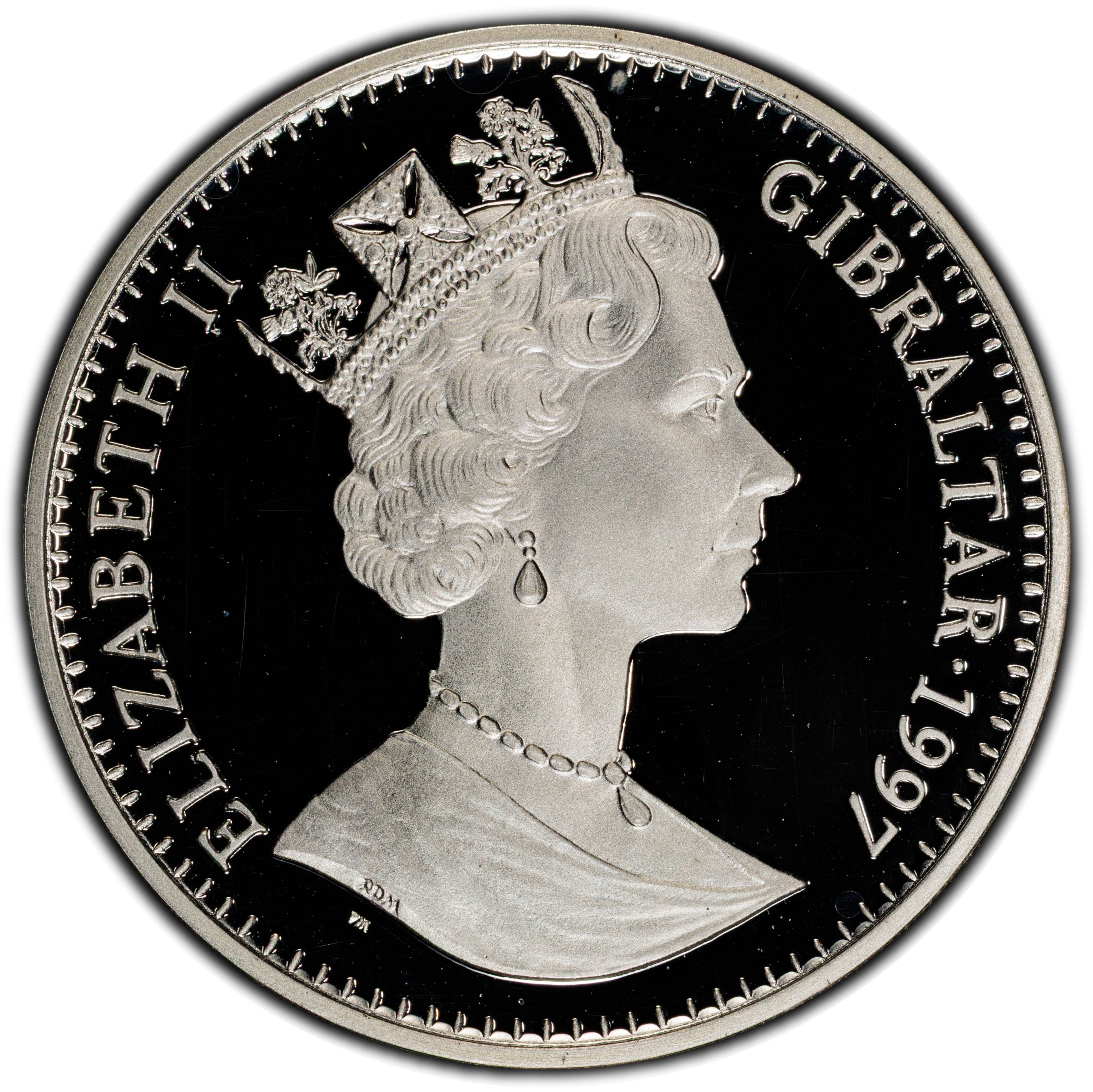 Gibraltar 1 Crown - Elizabeth II Statue of Zeus at Olympia obverse