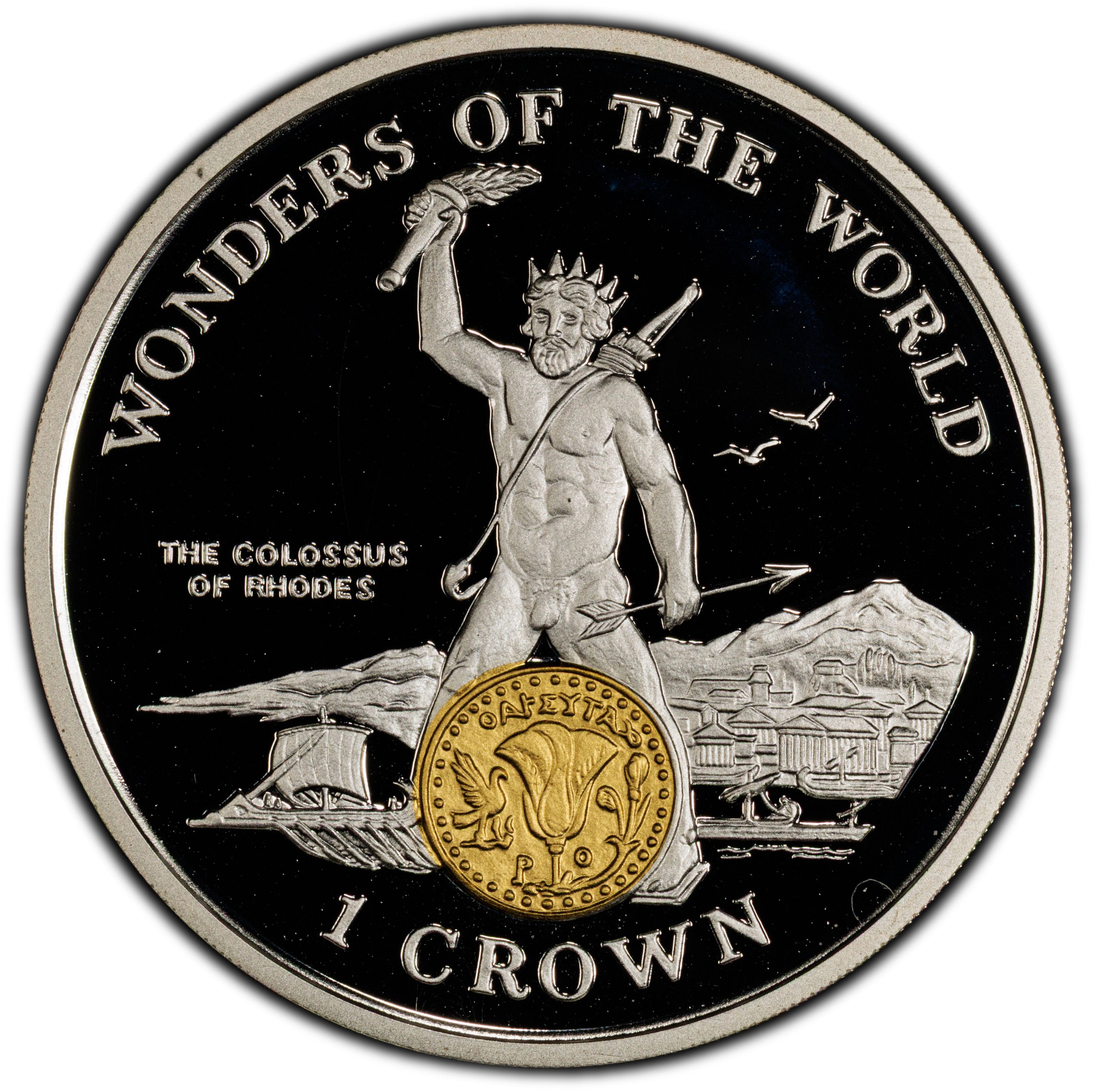 Gibraltar 1 Crown - Elizabeth II The Colossus of Rhodes reverse