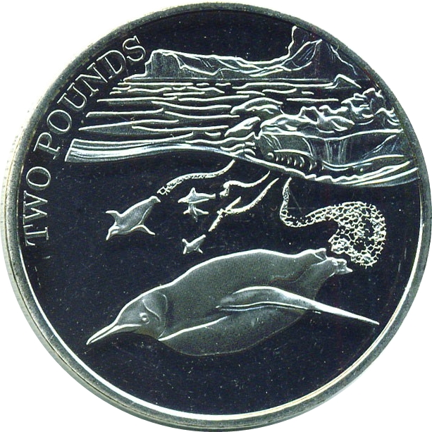 British Antarctic Territory 2 Pounds - Elizabeth II The emperor penguin