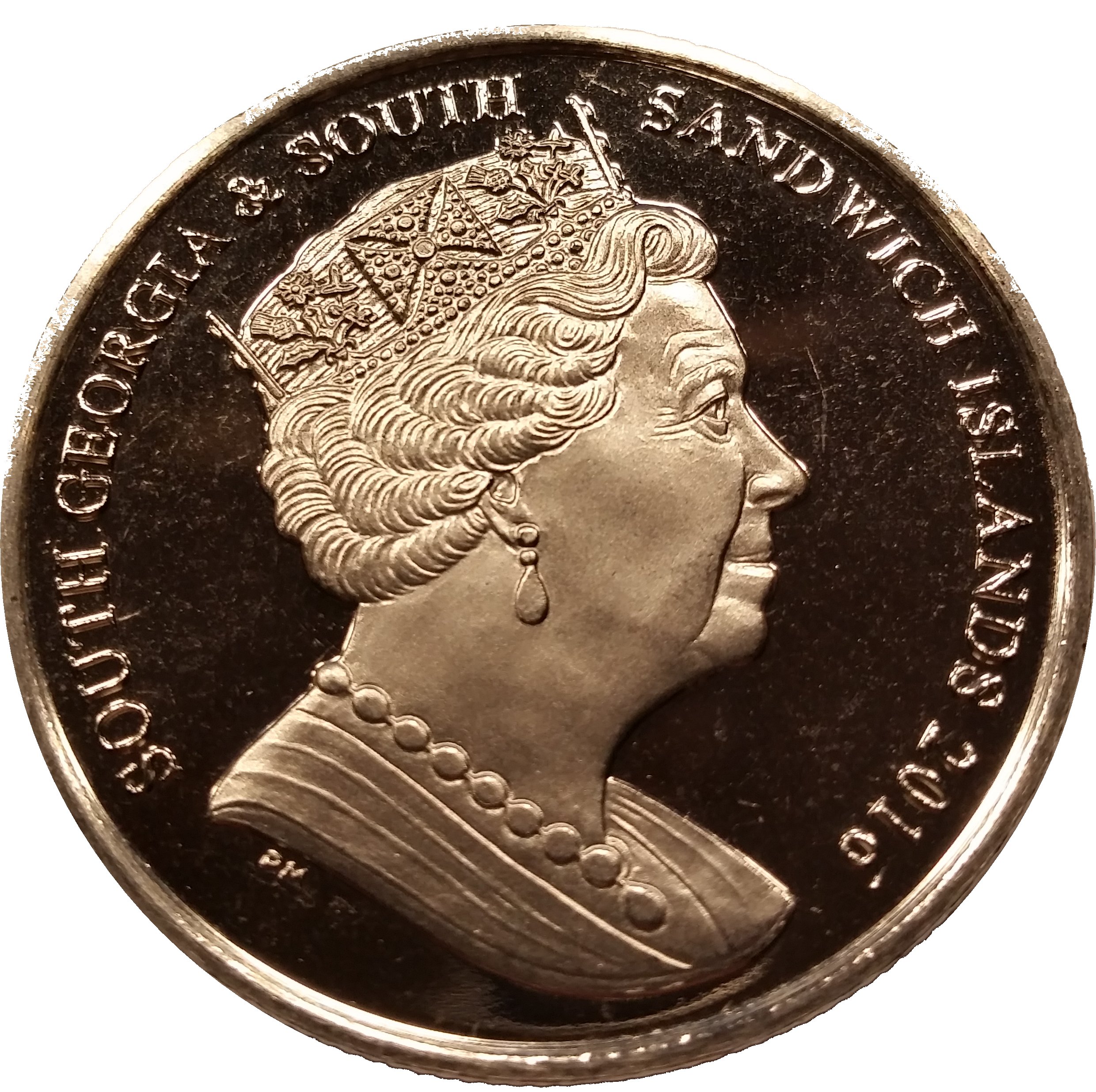 South Georgia and the South Sandwich Islands 2 Pounds - Elizabeth II Minke whale obverse