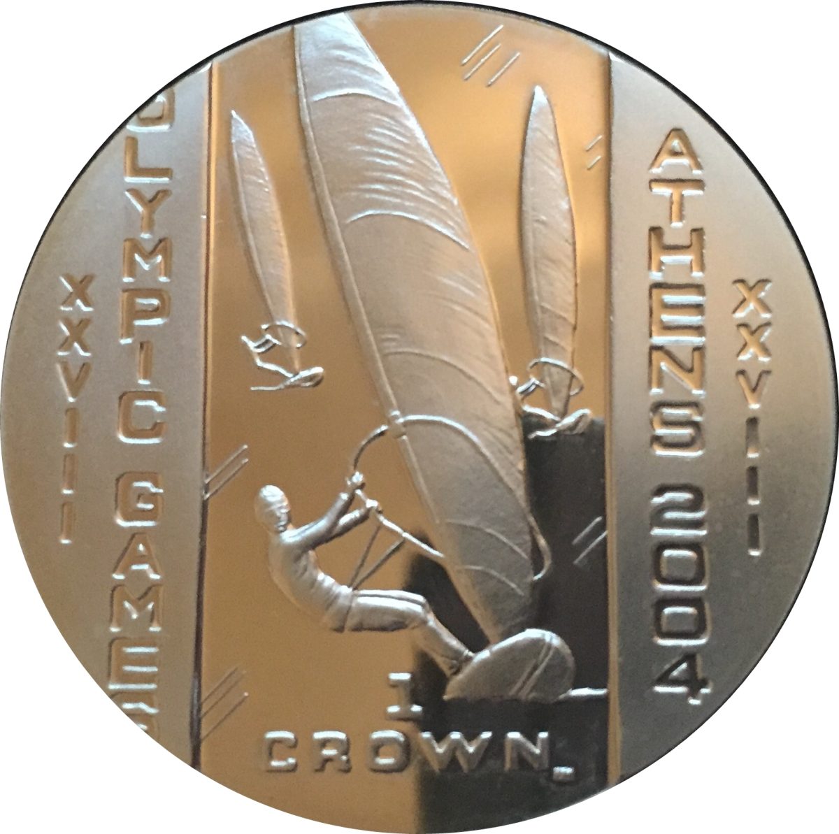 Isle of Man 1 Crown - Elizabeth II Olympic Games Athens - Windsurfers; Silver Proof
