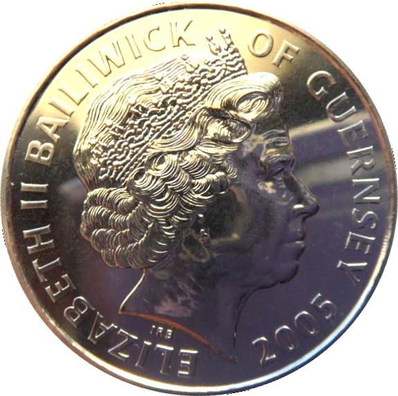Guernsey 5 Pounds - Elizabeth II End of WWII - Silver obverse