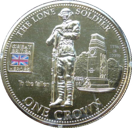 Tristan da Cunha 1 Crown - Elizabeth II The Lone Soldier reverse