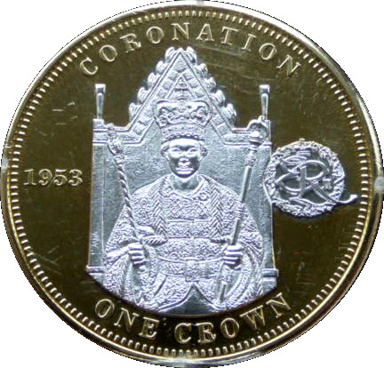 Tristan da Cunha 1 Crown - Elizabeth II Coronation; silver highlights
