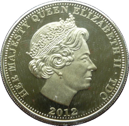 Tristan da Cunha 1 Crown - Elizabeth II Jubilee Monarch; Gilded and rhodium-platinum obverse