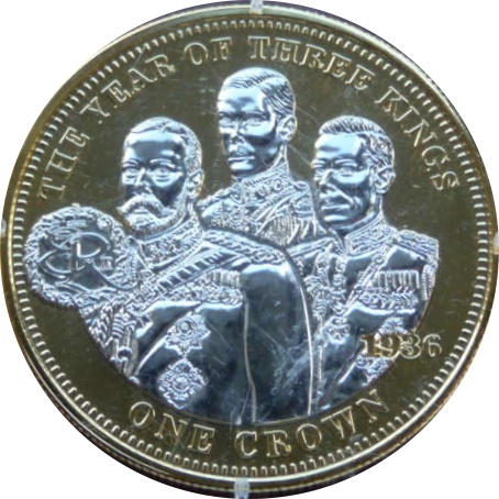 Tristan da Cunha 1 Crown - Elizabeth II Year of Three Kings; silver highlights reverse