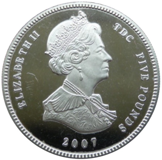 Tristan da Cunha 5 Pounds - Elizabeth II St. Christopher obverse