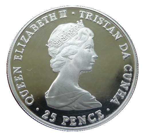 Tristan da Cunha 25 Pence - Elizabeth II Royal Wedding; Silver Proof Issue obverse