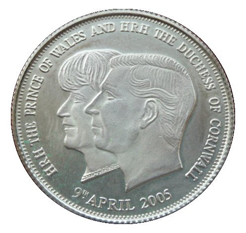 Tristan da Cunha 1 Crown - Elizabeth II Wedding of Charles and Camilla reverse