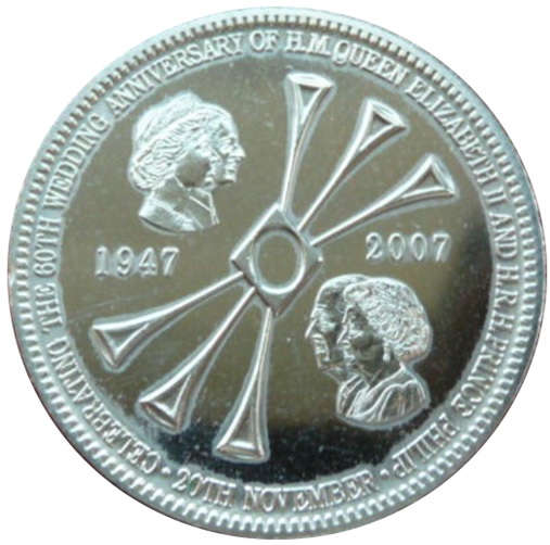 Tristan da Cunha 5 Pounds - Elizabeth II 60th Wedding Anniversary