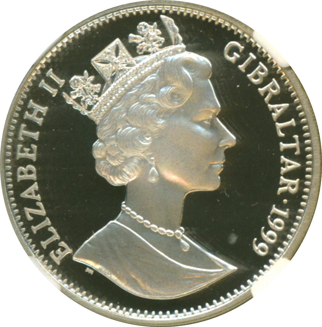 Gibraltar 1 Crown - Elizabeth II Queen Elizabeth I; Silver Proof obverse